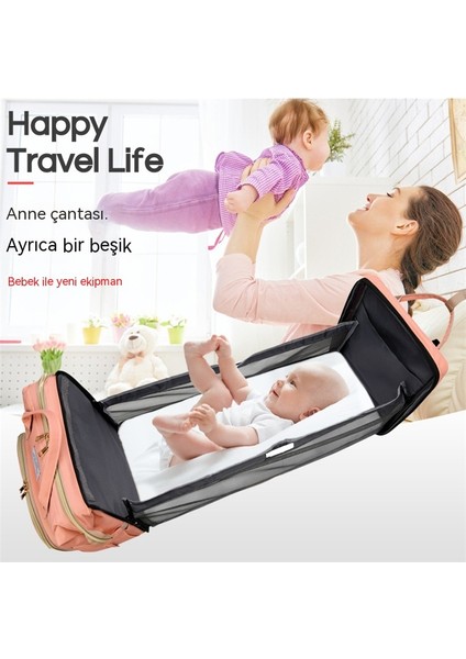 Anne Çantası Çok Fonksiyonlu Katlanabilir Beşik Anne Bebek Çantası Yatak Güneşlik USB Su Geçirmez Beşik Anne Çantası (Yurt Dışından) fırsatları