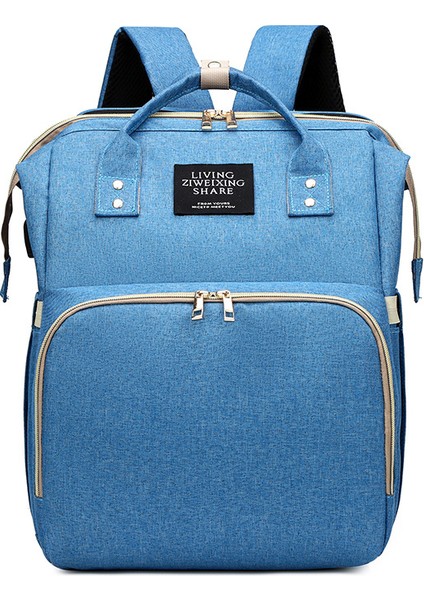 Anne Çantası Çok Fonksiyonlu Katlanabilir Beşik Anne Bebek Çantası Yatak Güneşlik USB Su Geçirmez Beşik Anne Çantası (Yurt Dışından)