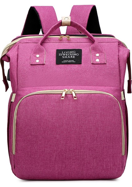 Anne Çantası Çok Fonksiyonlu Katlanabilir Beşik Anne Bebek Çantası Yatak Güneşlik USB Su Geçirmez Beşik Anne Çantası (Yurt Dışından)