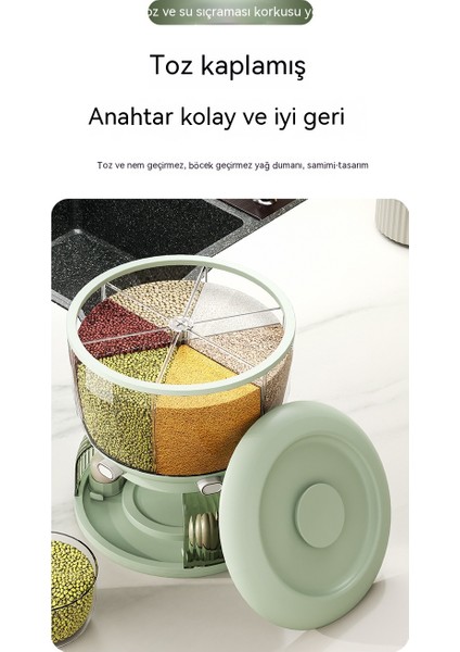 360 Döner Çeşitli Tahıl Varili Çok Fonksiyonlu Tahıllar Çeşitli Tahıl Bölünme Paketlenmiş Pirinç Varili Yumurta Izgalı Mühürlü Neme Saklı Pirinç Kutusu 6kg (Yurt Dışından)
