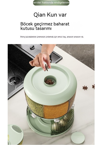 360 Döner Çeşitli Tahıl Varili Çok Fonksiyonlu Tahıllar Çeşitli Tahıl Bölünme Paketlenmiş Pirinç Varili Yumurta Izgalı Mühürlü Neme Saklı Pirinç Kutusu 6kg (Yurt Dışından)
