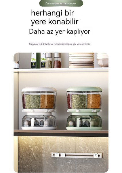 360 Döner Çeşitli Tahıl Varili Çok Fonksiyonlu Tahıllar Çeşitli Tahıl Bölünme Paketlenmiş Pirinç Varili Yumurta Izgalı Mühürlü Neme Saklı Pirinç Kutusu 6kg (Yurt Dışından)