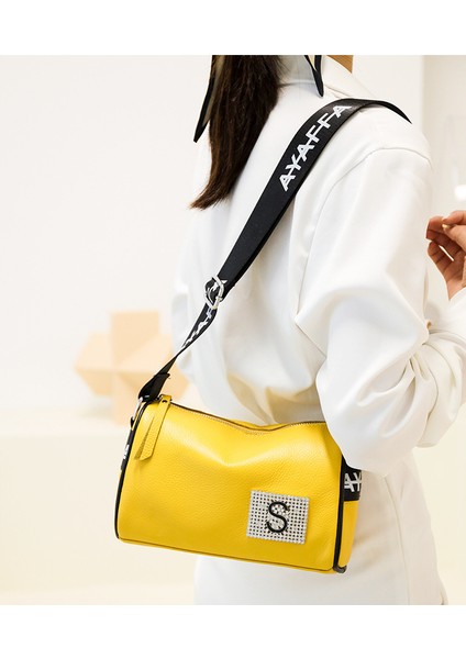 Deri Çanta Kadın 2023 Yeni Moda Crossbody Çanta Gündelik El Çantası Elmas Küçük Kare Çanta Baş Katmanlı Deri Omuz Çantası (Yurt Dışından)