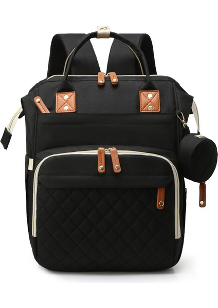 Omuz Mumya Çanta Çok Fonksiyonlu Büyük Kapasiteli Su Geçirmez Islak Ayırma USB Şarj Anne Bebek Çanta Küçük Yuvarlak Çanta (Yurt Dışından)