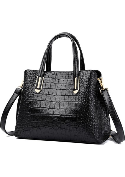 Çanta Kadın Çantası 2023 Yeni Avrupa ve Amerikan Tarzı Timsah Desen Bayan Çanta Çok Katmanlı Büyük Kapasiteli Tek Omuzlu Messenger Çanta (Yurt Dışından)