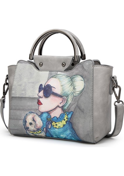Bayan Avatar Baskılı Dentaj Kore Trend Tek Omuz Çapraz Omuz Çantası Basit Moda El Çantası (Yurt Dışından)