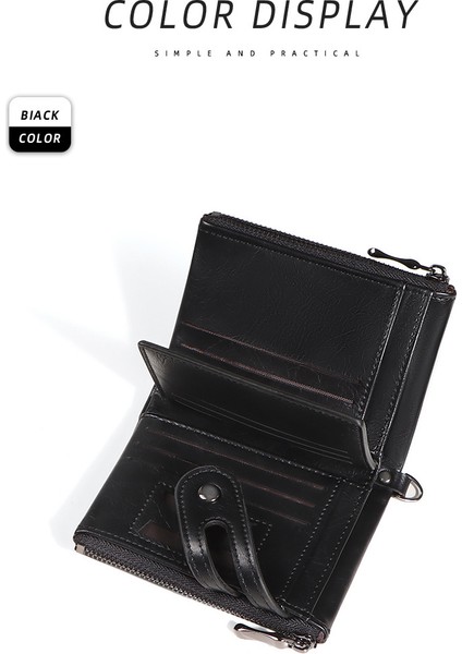 Hırsızlık Yenileme Erkek Deri Cüzdan Wallet Retro Çift Fermuarlı Para Cüzdanı Erkek Cüzdan (Yurt Dışından)