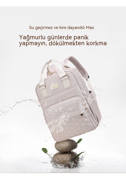 Anne Torbası Üç Parçalı USB Çok Fonksiyonlu Sırt Çantası Anne ve Bebek Torbası Çok Yönlü Isı Yalıtımı (Yurt Dışından)