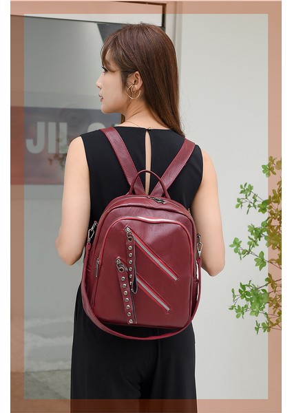 Backpack Sırt Çantası Kadın Avrupa ve Amerikan Retro Pu Bayan Sırt Çantası Rahat Vahşi Sırt Çantası (Yurt Dışından) fiyatları