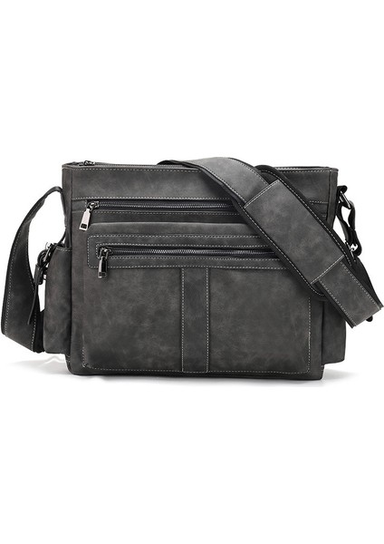 Erkek Retro Omuz Çantası Avrupa ve Amerikan Moda Erkek Çantası Büyük Kapasiteli Omuz Çantası Iş Banliyö Ingiliz Stili Messenger Çantası (Yurt Dışından)