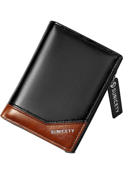 Yeni Pu Deri Çok Fonksiyonlu Fermuar Kısa Erkek Cüzdan Rfid Dolar Cüzdan Kart Bozuk Para Cüzdanı (Yurt Dışından)