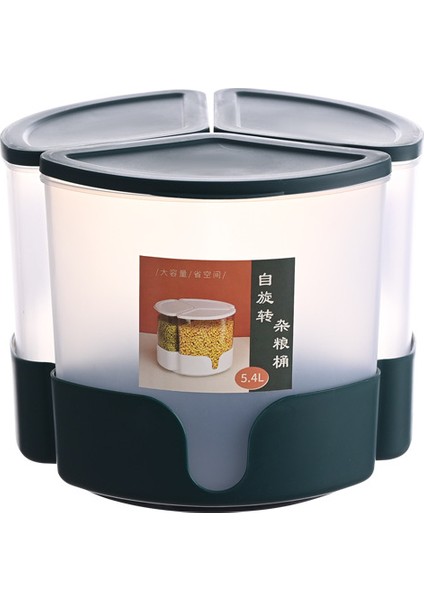 Mühürlü ve Sınıflandırılmış Çeşitli Tahıl Depolama Pirinç Kovaları Böcek Geçirmez Ev Gıda Sınıfı Bölme Çok Fonksiyonlu Döner Pirinç Kutusu Nem Geçirmez 5kg (Yurt Dışından)