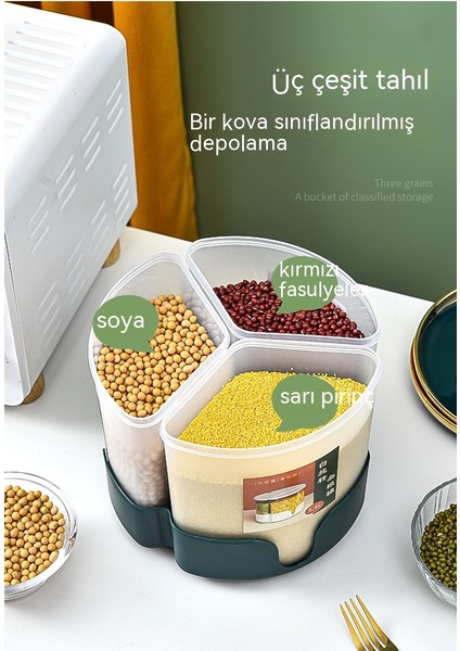 Mühürlü ve Sınıflandırılmış Çeşitli Tahıl Depolama Pirinç Kovaları Böcek Geçirmez Ev Gıda Sınıfı Bölme Çok Fonksiyonlu Döner Pirinç Kutusu Nem Geçirmez 5kg (Yurt Dışından) fırsatları