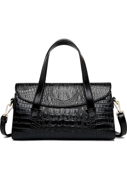 Timsah Desenli Çanta Bayanlar Yüksek Senior Büyük Çanta 2023 Yeni Boston Çanta Avrupa ve Amerikan Moda Trend Çanta (Yurt Dışından)