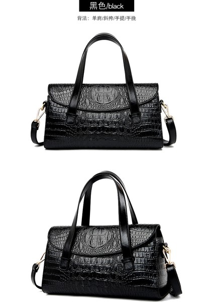 Timsah Desenli Çanta Bayanlar Yüksek Senior Büyük Çanta 2023 Yeni Boston Çanta Avrupa ve Amerikan Moda Trend Çanta (Yurt Dışından) modelleri