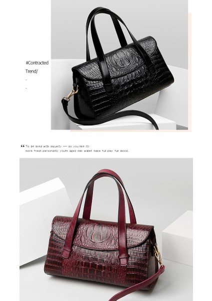 Timsah Desenli Çanta Bayanlar Yüksek Senior Büyük Çanta 2023 Yeni Boston Çanta Avrupa ve Amerikan Moda Trend Çanta (Yurt Dışından) fırsatları