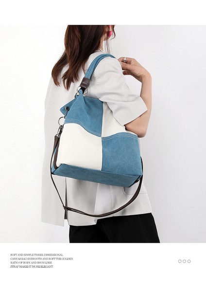 Rahat Bayan Kanvas Çanta Moda Vahşi Taşınabilir Crossbody Çanta 2023 Trend Yeni Dikiş Renk Tek Omuzlu Kadın Çantası (Yurt Dışından) fiyatları