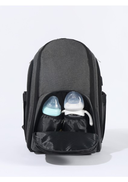 Yüksek Dereceli Su Geçirmez Açık Omuz Mumya Çantası Çok Fonksiyonlu Büyük Kapasiteli Çift Fermuarlı Tam Açık Anne ve Bebek Sırt Çantası Bebek Bezi Çantası (Yurt Dışından) indirimleri