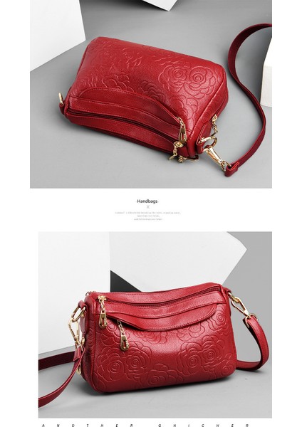 Çanta 2023 Yeni Moda Trendy Anne Kız Xia Xiao Crossbody Çanta Yumuşak Deri Kadın Çanta Çift Omuz El Küçük Kare Çanta (Yurt Dışından)