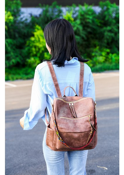 Backpack Büyük Kapasiteli Sırt Çantası Kadın Avrupa ve Amerikan Retro Bayan Sırt Çantası (Yurt Dışından) fiyatları