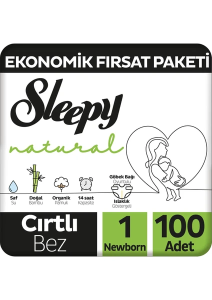 Natural Ekonomik Fırsat Paketi Bebek Bezi 1 Numara Newborn 100 Adet