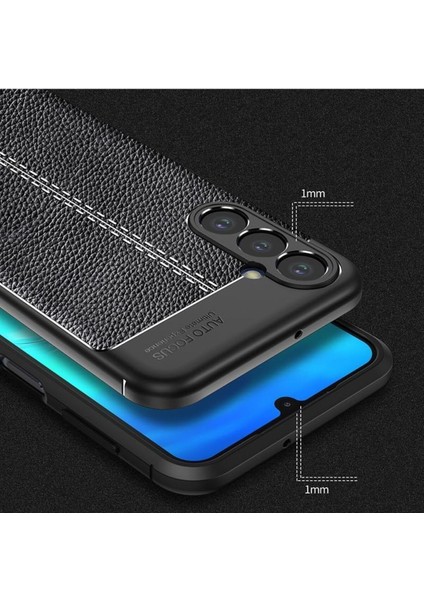 Samsung Galaxy M34 Kılıf Kamera Korumalı Silikon Deri Dokulu Dikişli Desen Tarz Kapak Tam Kaplar