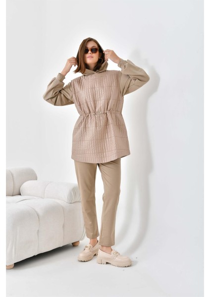 Kadın Iki Ip Kapitoneli Takım Beige 30621 modelleri