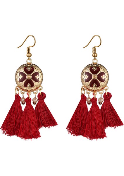 Bohem Küpeler, Yuvarlak Kadın Saçaklı Damla Küpeler - El Işi Örgülü Aksesuarlar (Yurt Dışından)