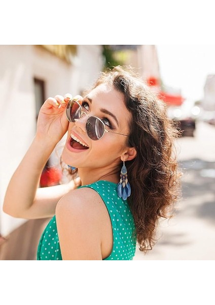 Kadın Sahte Tüy Küpe Bohemian Saçak Püskül Uzun Damla Dangle Küpe Seti Dream Catcher Tasarım ile Kadın Kızlar Için (Yurt Dışından) modelleri