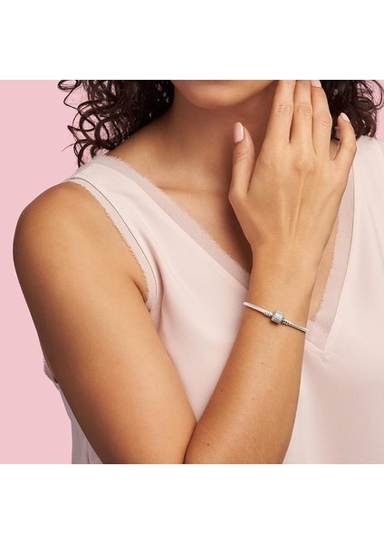 Şeffaf Kübik Zirkonlu Som Gümüş Kadınlar Için Parlak Zincir Charm Bileklik, 6,7 In / 17 cm (Yurt Dışından) fiyatları