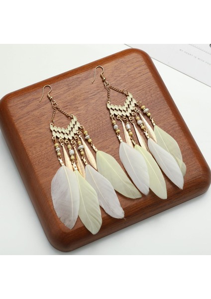 Kadınlar Için Saçaklı Dangle Küpe ile Bohem Eşkenar Dörtgen Metal Çerçeve, Uzun Tüy Saçaklı Küpe (Yurt Dışından) fiyatları