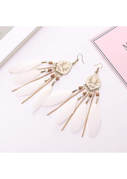 Kadın Sahte Tüy Küpe Bohemian Saçak Püskül Uzun Damla Dangle Küpe Seti Dream Catcher Tasarım ile Kadın Kızlar Için (Yurt Dışından) fiyatları