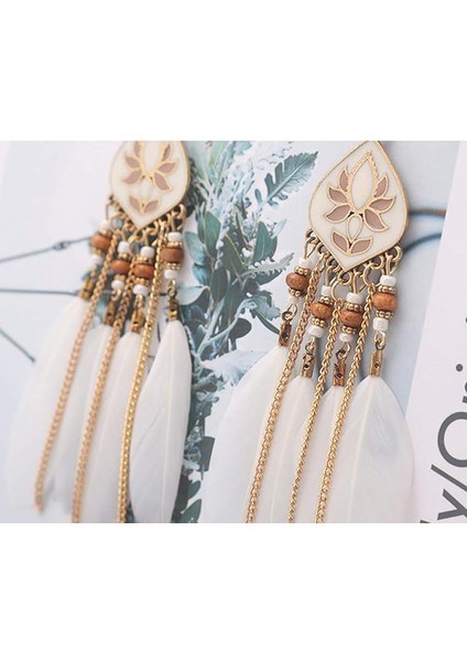 Kadın Sahte Tüy Küpe Bohemian Saçak Püskül Uzun Damla Dangle Küpe Seti Dream Catcher Tasarım ile Kadın Kızlar Için (Yurt Dışından) modelleri