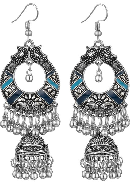 Yuvarlak Çan Püskül Küpe Bayanlar Vintage Çan Püskül Kolye Etnik Geleneksel Hint Mısır Çingene Damla Küpe (Yurt Dışından)