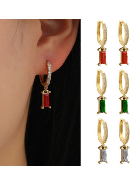 3pcs Kadın Küpe, Altın Kaplama Damlalı Huggie Küpe, Baget Kristal Damla Küpe (Yurt Dışından)