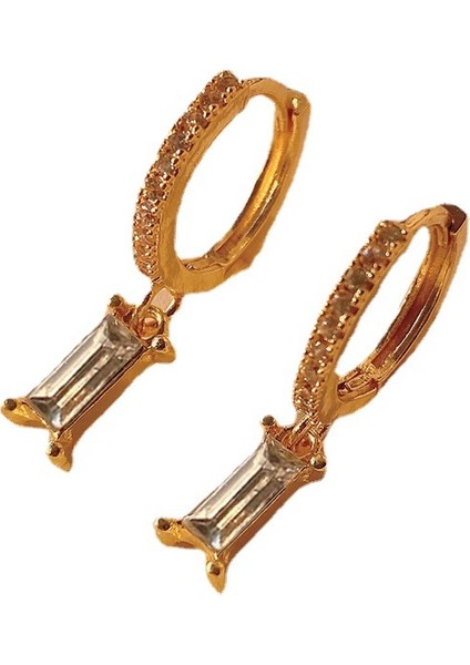 3pcs Kadın Küpe, Altın Kaplama Damlalı Huggie Küpe, Baget Kristal Damla Küpe (Yurt Dışından)