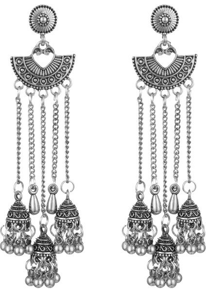 Yuvarlak Çan Püskül Küpe Bayanlar Vintage Çan Püskül Kolye Etnik Geleneksel Hint Mısır Çingene Damla Küpe (Yurt Dışından)