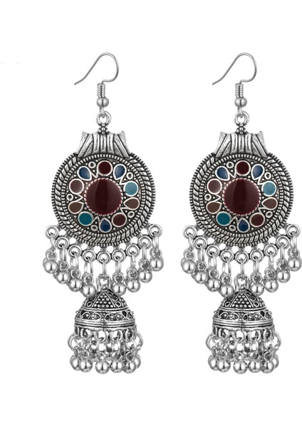 Hint Takı Vintage Yuvarlak Küpe Boho Antika Etnik Çingene Bells Kolye Küpe Kadın Kolye (Yurt Dışından)