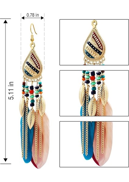 Kadın Sahte Tüy Küpe Bohemian Saçak Püskül Uzun Damla Dangle Küpe Seti Dream Catcher Tasarım ile Kadın Kızlar Için (Yurt Dışından) fırsatları