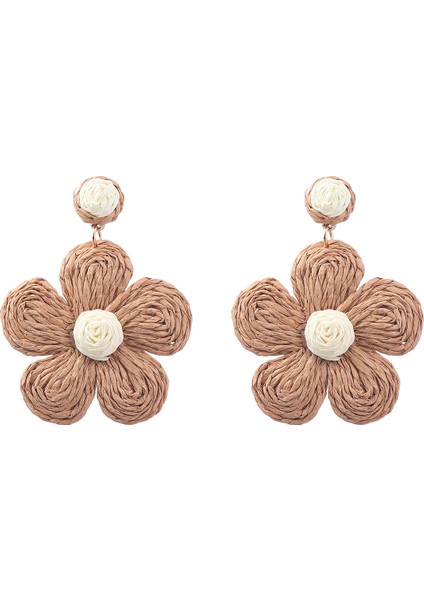 Rafya Küpe Sıcak Pembe Yaz Küpe Kızlar Için Boho Küpe Kadınlar Için Sarkan Sarı Plaj Küpe Yaz, Kahverengi (Yurt Dışından)