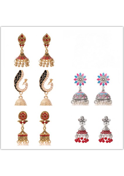 5 Pairs Vintage Mandala Çiçek Çingene Bırak Dangle Küpe Kadınlar Için Boho Retro Tribal Hollow Küpe Seti (Yurt Dışından)