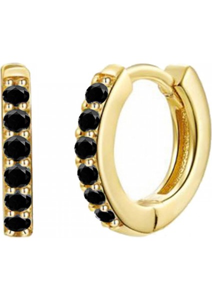 Yapay Elmas Halka Küpeler Altın Kaplama Pirin? Küpeler Kristal Fit Menteşeli Küpeler Kadın Siyah Alt?n (Yurt Dışından)