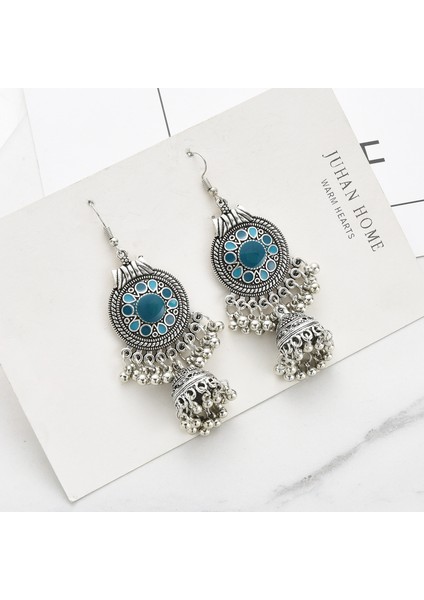 Hint Takı Vintage Yuvarlak Küpe Boho Antika Etnik Çingene Bells Kolye Küpe Kadın Kolye (Yurt Dışından)