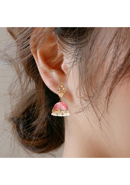 El Işi Geleneksel Düğün Kıyafeti Sahte Kundan Çivili Çiçek Emaye Jhumka Jhumki Küpe Kadınlar Kızlar Için Hint Etnik Moda Takı (Yurt Dışından) fiyatları