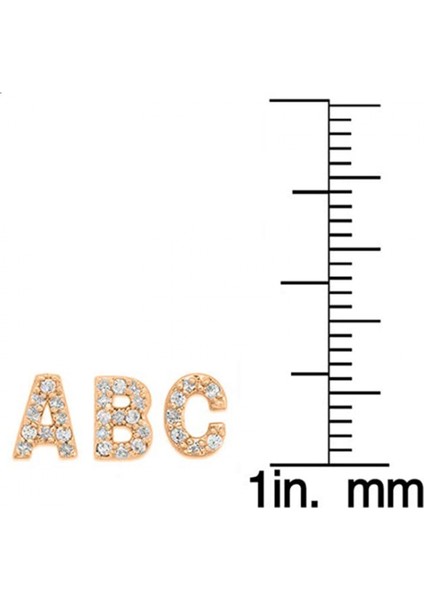S925 Gümüş Zirkon Saplama Küpe 26 Ingilizce Harf Zirkonyum Tam Elmas Küpe --- Gül Altın A (Yurt Dışından) modelleri