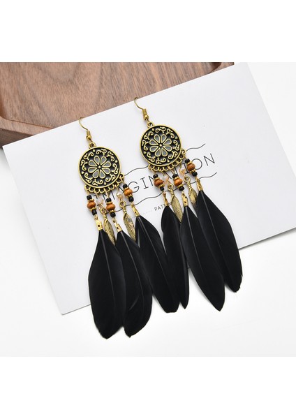 Kadın Tüy Küpe Bohemian Saçak Püskül Uzun Damla Dangle Küpe, Boho Küpe Kadın Kızlar Için Doğum Günü Noel Tatil Partisi (Yurt Dışından)