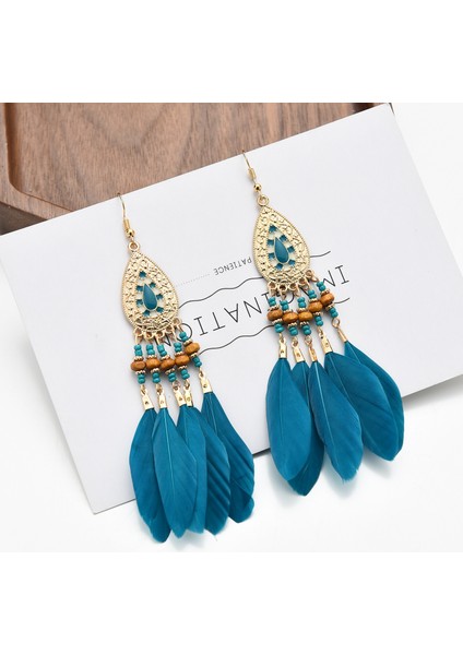 Parlak Tüy Küpe Sanatsal Retro Kare Su Damlası Kolye Yaratıcı Seyahat Takı Hediye Uzun Küpe Kadınlar Için (Yurt Dışından) fiyatları