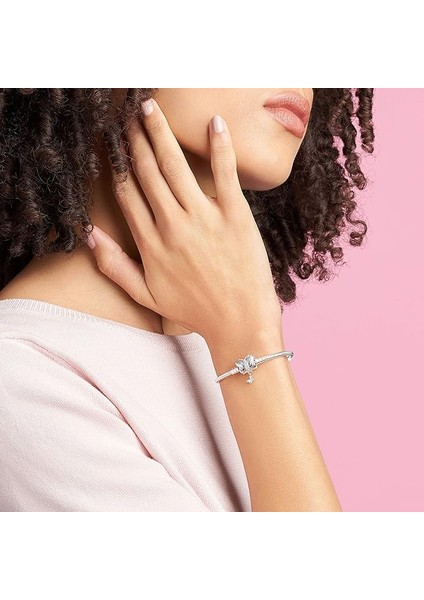 Şeffaf Kübik Zirkonlu Som Gümüş Kadınlar Için Parlak Zincir Charm Bileklik, 6,7 In / 17 cm (Yurt Dışından) fiyatları