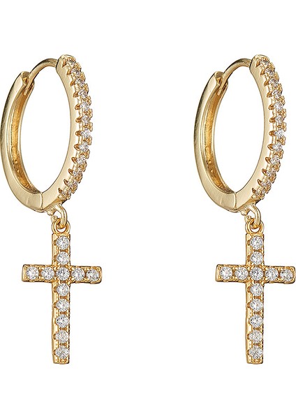 Charmslı Kaplama Küçük Halka Küpeler | Kadın Genç Kızlar Için Kübik Zirkonya Halka Küpe (15MM) (Yurt Dışından)