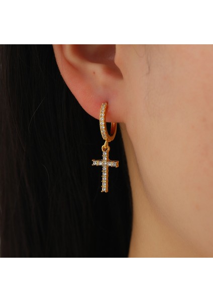 Charmslı Kaplama Küçük Halka Küpeler | Kadın Genç Kızlar Için Kübik Zirkonya Halka Küpe (15MM) (Yurt Dışından) modelleri